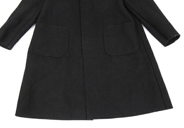 COMME des GARCONS Wool Fly Front Round Coat Black Size S