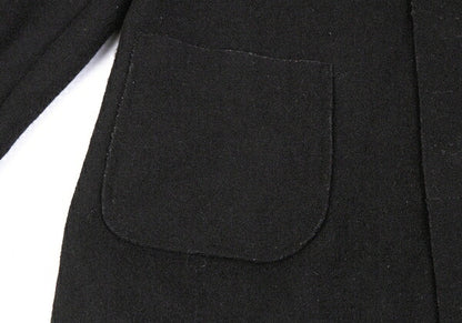 COMME des GARCONS Wool Fly Front Round Coat Black Size S