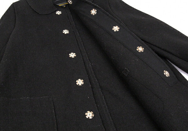 COMME des GARCONS Wool Fly Front Round Coat Black Size S