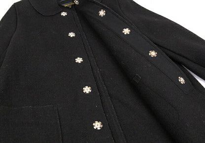 COMME des GARCONS Wool Fly Front Round Coat Black Size S