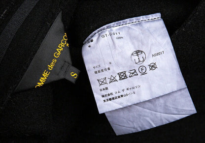 COMME des GARCONS Wool Fly Front Round Coat Black Size S