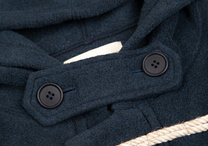 Plantation Poly Rayon Fleece Long Duffle Coat Blue Size M