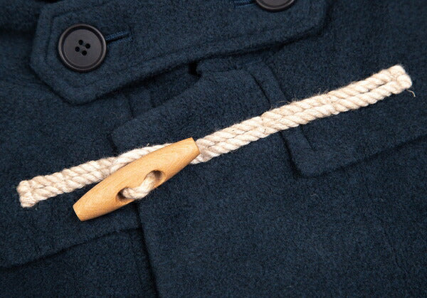 Plantation Poly Rayon Fleece Long Duffle Coat Blue Size M