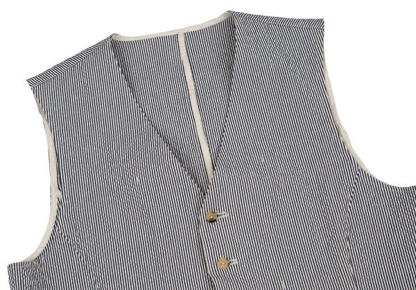 Papas SUBALPINO Seersucker Stripe Gilet White Navy Size 48M
