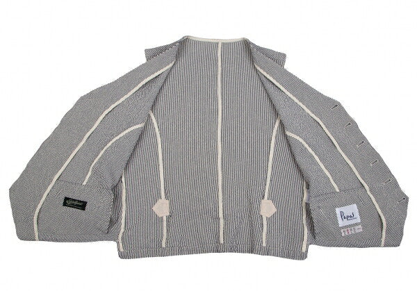 Papas SUBALPINO Seersucker Stripe Gilet White Navy Size 48M