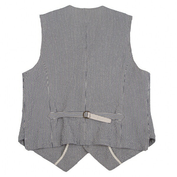 Papas SUBALPINO Seersucker Stripe Gilet White Navy Size 48M