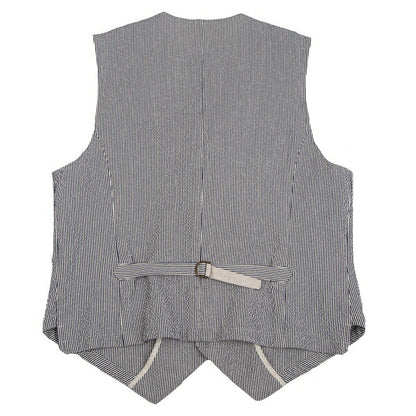 Papas SUBALPINO Seersucker Stripe Gilet White Navy Size 48M
