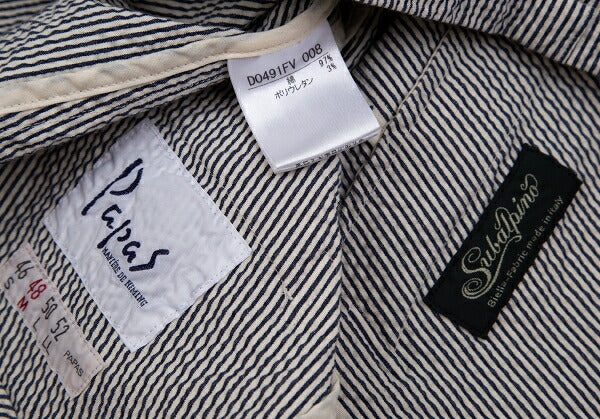 Papas SUBALPINO Seersucker Stripe Gilet White Navy Size 48M