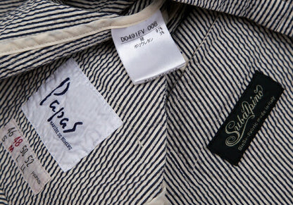 Papas SUBALPINO Seersucker Stripe Gilet White Navy Size 48M