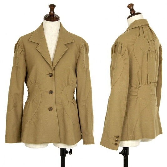 ISSEY MIYAKE Wool Spiral Design Jacket Khaki Size 2