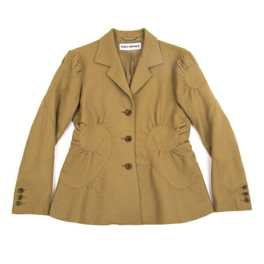 ISSEY MIYAKE Wool Spiral Design Jacket Khaki Size 2