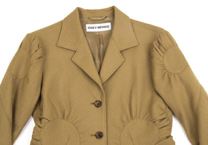 ISSEY MIYAKE Wool Spiral Design Jacket Khaki Size 2