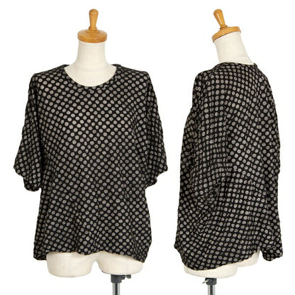 Y's Dot Print Crinkled Oversized T-Shirt Black Size 2