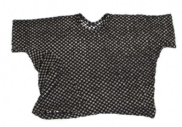 Y's Dot Print Crinkled Oversized T-Shirt Black Size 2