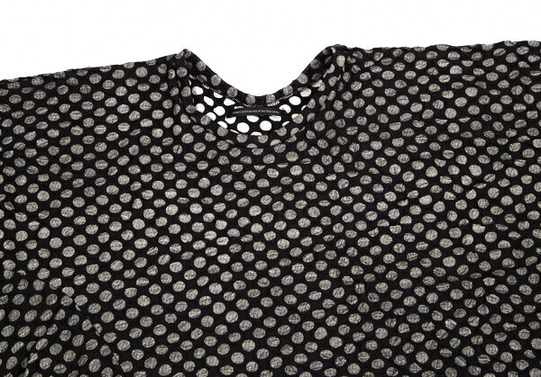 Y's Dot Print Crinkled Oversized T-Shirt Black Size 2