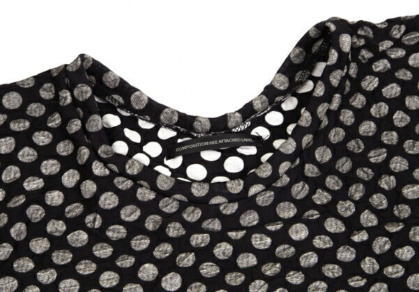 Y's Dot Print Crinkled Oversized T-Shirt Black Size 2