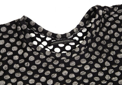 Y's Dot Print Crinkled Oversized T-Shirt Black Size 2