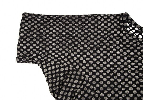 Y's Dot Print Crinkled Oversized T-Shirt Black Size 2