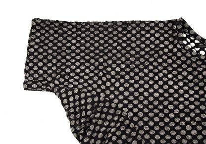 Y's Dot Print Crinkled Oversized T-Shirt Black Size 2
