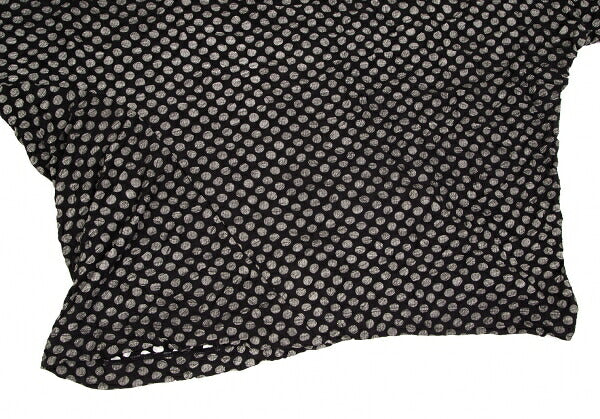 Y's Dot Print Crinkled Oversized T-Shirt Black Size 2