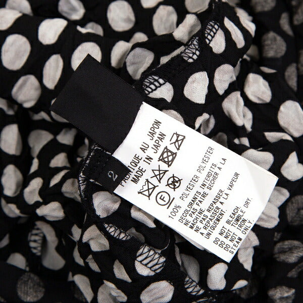 Y's Dot Print Crinkled Oversized T-Shirt Black Size 2