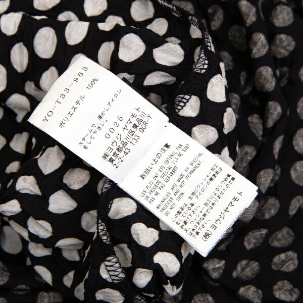 Y's Dot Print Crinkled Oversized T-Shirt Black Size 2