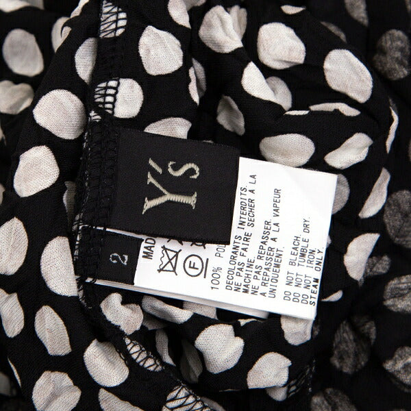 Y's Dot Print Crinkled Oversized T-Shirt Black Size 2