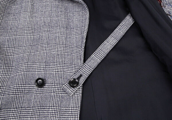 Y's 20AW Color Print Houndstooth Wool Coat Blue Size 1