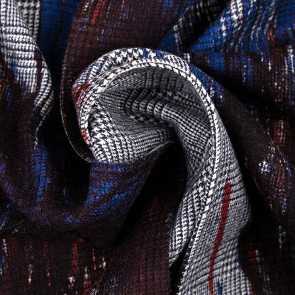 Y's 20AW Color Print Houndstooth Wool Coat Blue Size 1