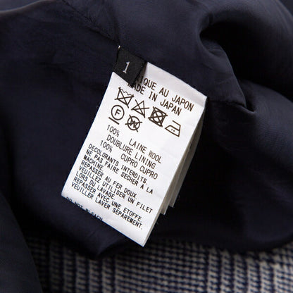 Y's 20AW Color Print Houndstooth Wool Coat Blue Size 1