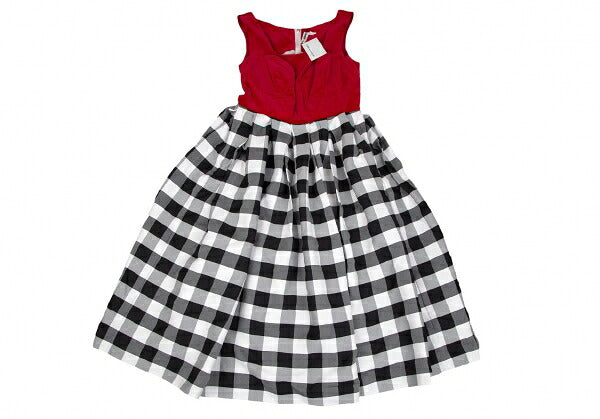 COMME des GARCONS Velour Vest Block Check Dress Red Size XS