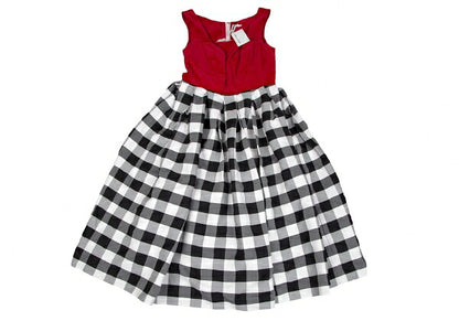 COMME des GARCONS Velour Vest Block Check Dress Red Size XS