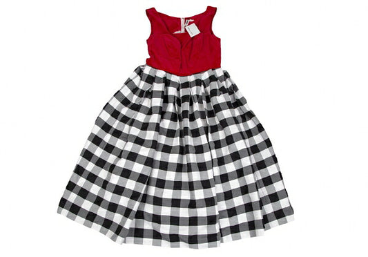 COMME des GARCONS Velour Vest Block Check Dress Red Size XS