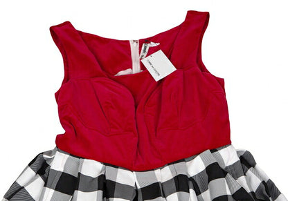 COMME des GARCONS Velour Vest Block Check Dress Red Size XS