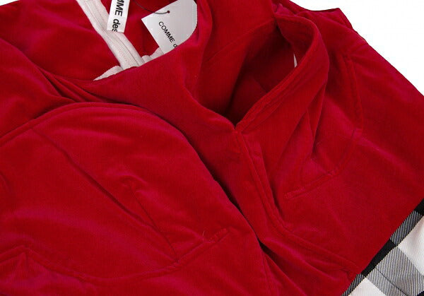 COMME des GARCONS Velour Vest Block Check Dress Red Size XS