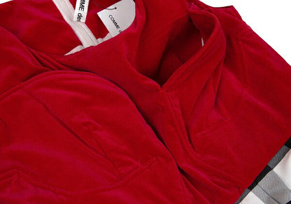 COMME des GARCONS Velour Vest Block Check Dress Red Size XS
