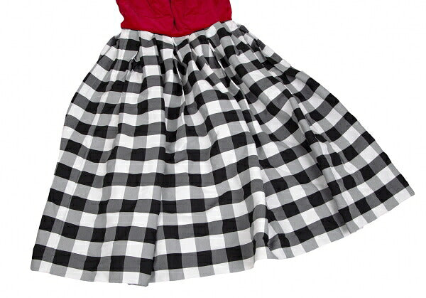 COMME des GARCONS Velour Vest Block Check Dress Red Size XS
