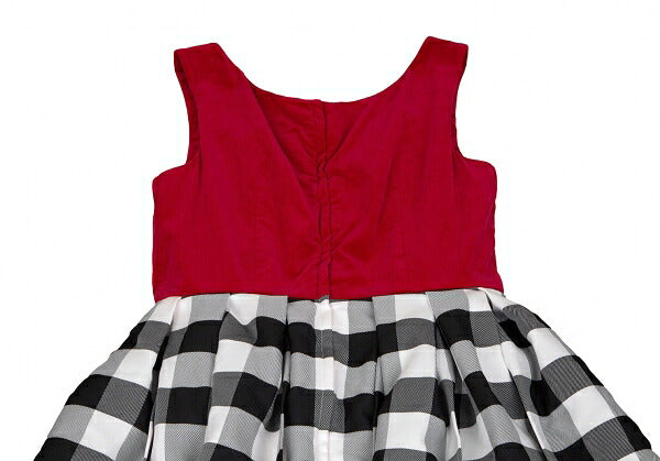 COMME des GARCONS Velour Vest Block Check Dress Red Size XS