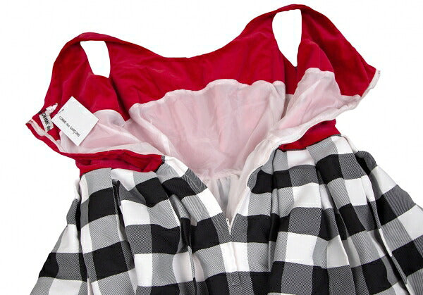 COMME des GARCONS Velour Vest Block Check Dress Red Size XS