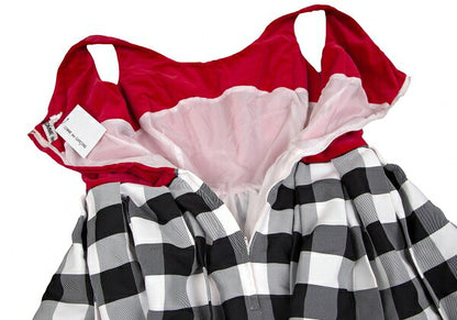 COMME des GARCONS Velour Vest Block Check Dress Red Size XS