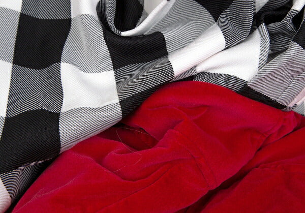 COMME des GARCONS Velour Vest Block Check Dress Red Size XS