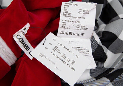 COMME des GARCONS Velour Vest Block Check Dress Red Size XS