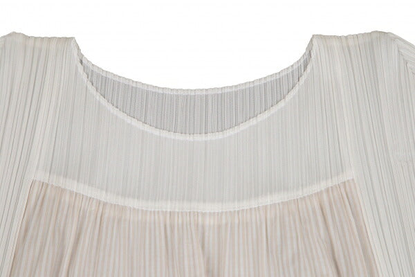 PLEATS PLEASE Stripe French Sleeve Blouse White Size M