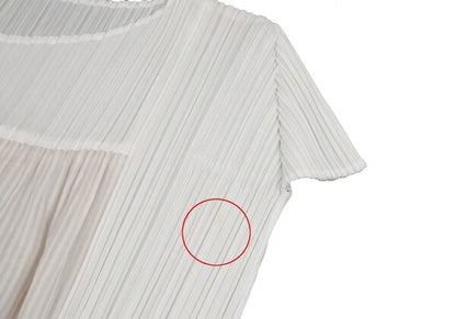 PLEATS PLEASE Stripe French Sleeve Blouse White Size M