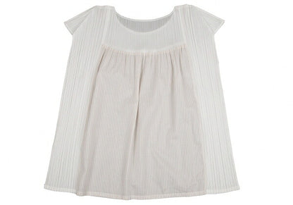 PLEATS PLEASE Stripe French Sleeve Blouse White Size M