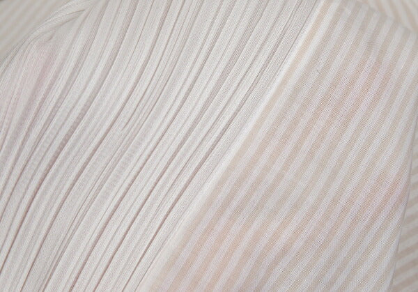 PLEATS PLEASE Stripe French Sleeve Blouse White Size M