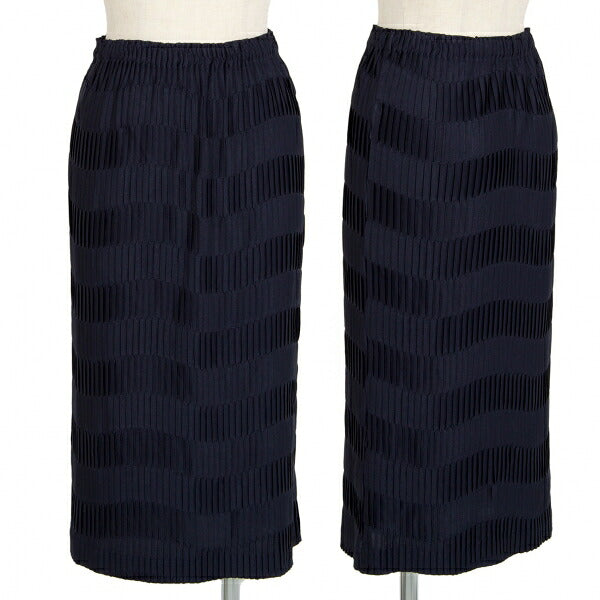 ISSEY MIYAKE Border Pleat Skirt Blue Size M