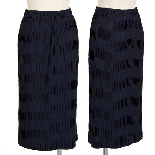ISSEY MIYAKE Border Pleat Skirt Blue Size M