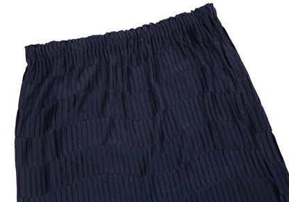 ISSEY MIYAKE Border Pleat Skirt Blue Size M