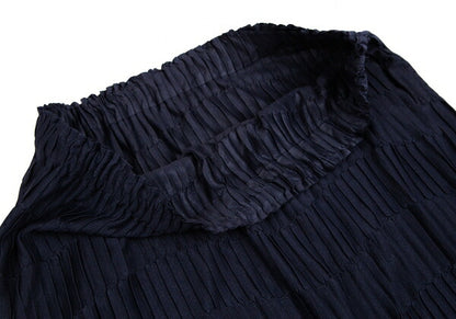 ISSEY MIYAKE Border Pleat Skirt Blue Size M